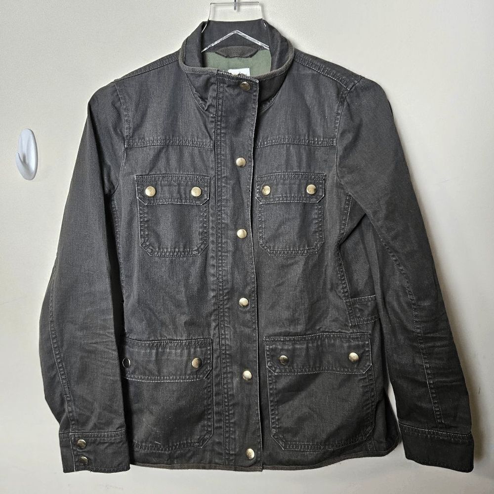 J. Crew Resin-Coated Cotton Twill Jacket 27584 Women's Green Size XS